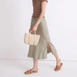 Madewell Linen-Blend Drawstring Midi Slip Skirt